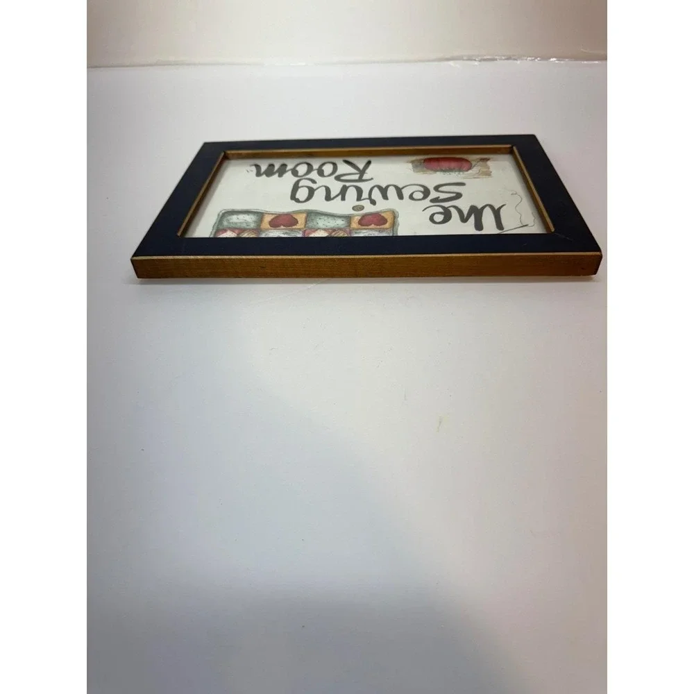 The Sewing Room Framed Wall Art‎ Folk Art Quilt Tomato Pincushion Signed TAM